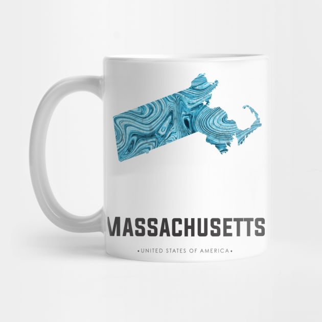 Massachusetts state map abstract blue by StudioGrafiikka